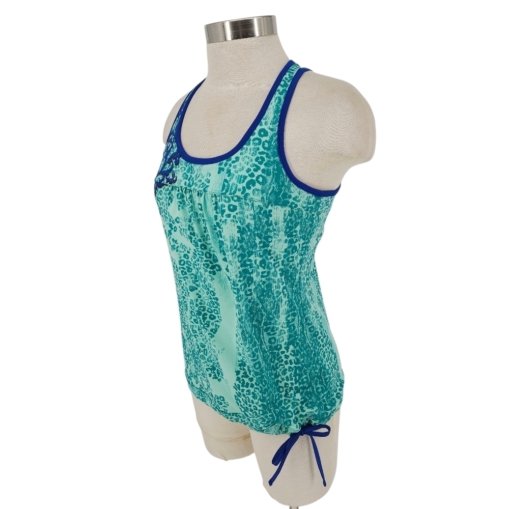 Athleta Tinker Tank Top Green Leopard Sleeveless Racerback Athletic Shirt Small - Picture 3 of 8